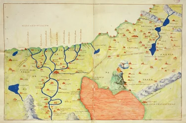 Il Medio Oriente, da un Atlante del Mondo in 33 Mappe, Venezia, 1 settembre 1553 (inchiostro su pergamena)